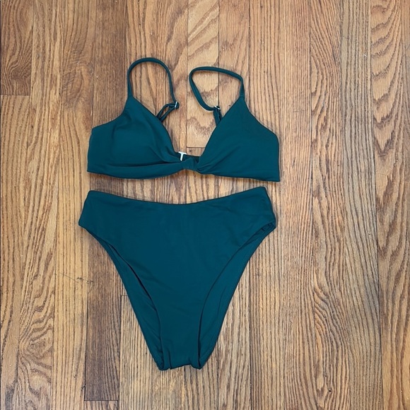 Andie Bikini Set Santorini Top 90s High Waisted Bottom Cascade Green size S NWOT - Picture 2 of 8